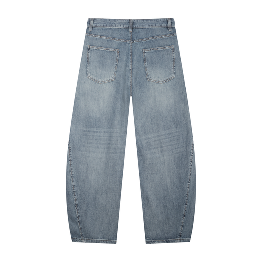 Men's Vintage Wash Barrel Leg Jeans 260GSM