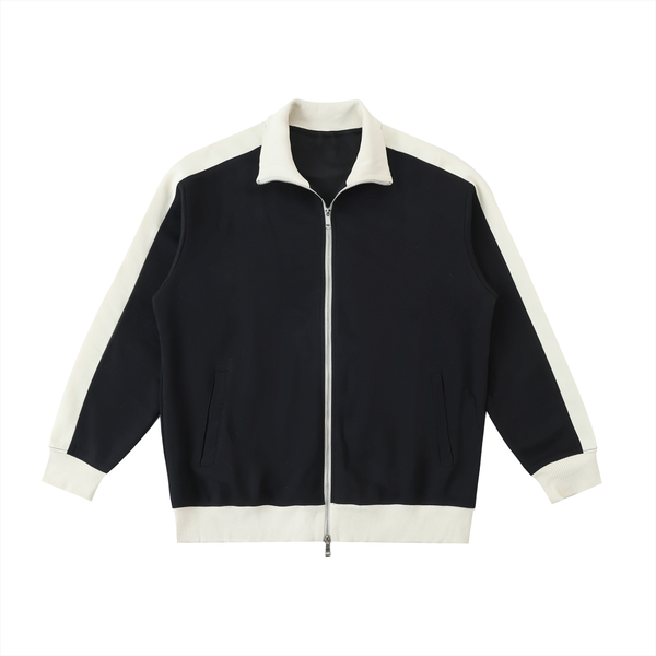 Blouson Col Montant et Revers Contrastés