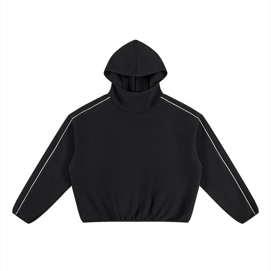 Unisex Boxy Piping Fleece Hoodie