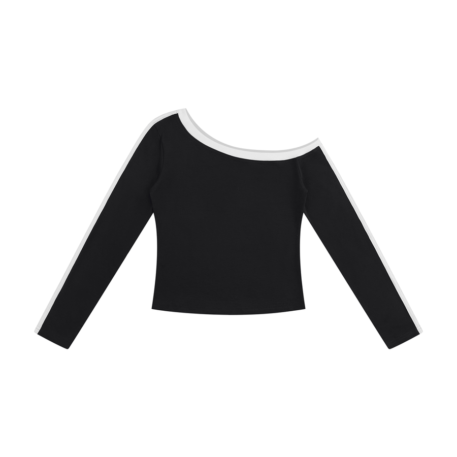 Waran Women’s Color Block Off-the-Shoulder T-Shirt