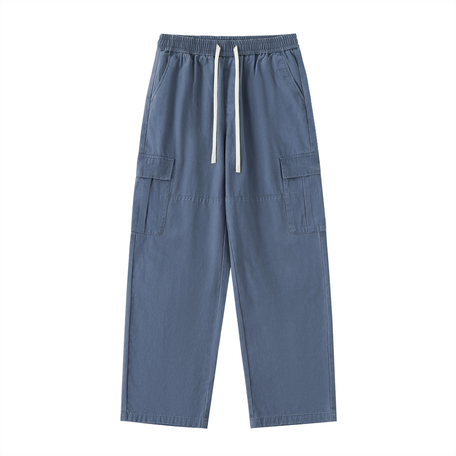 Waran Drawstring Waist Straight-Leg Cargo Pants 300GSM
