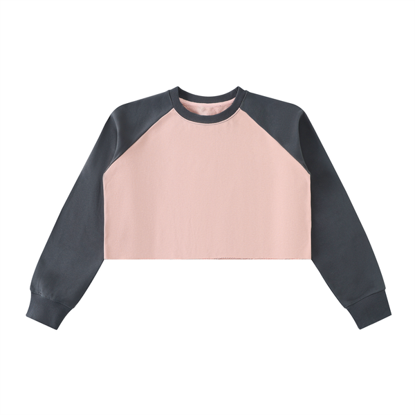 Sweat-shirt court raglan color block à ourlet brut
