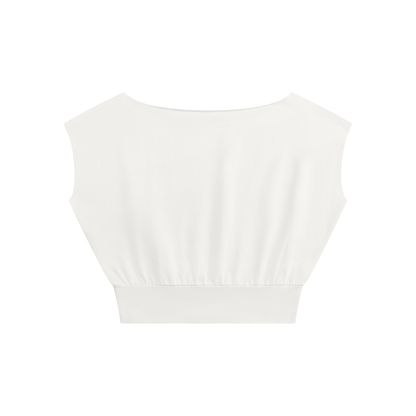 Women’s Boatneck Raw Edge Crop T-Shirt