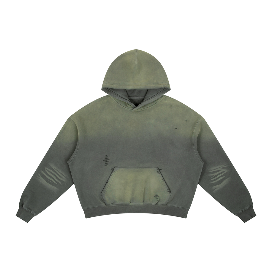 Waran Frayed Sunfade Boxy Fleece Hoodie 400GSM