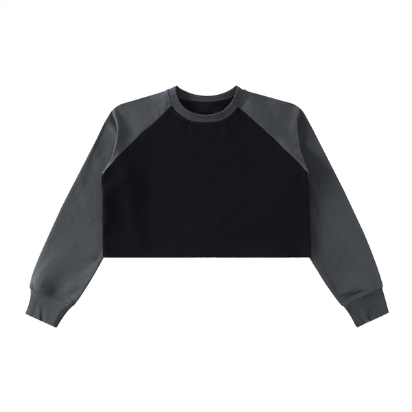Waran Women’s Raw-Hem Color-Block Raglan Crop Sweatshirt