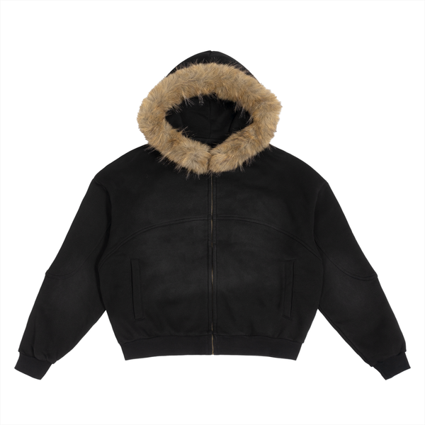 Waran Sun Fade Boxy Detachable Fur Hoodie