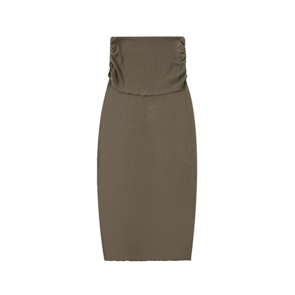 Dyed Washed Straight Hip-Hugging Slim Maxi Skirt
