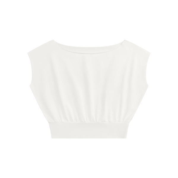 Waran Women’s Boatneck Raw Edge Crop T-Shirt