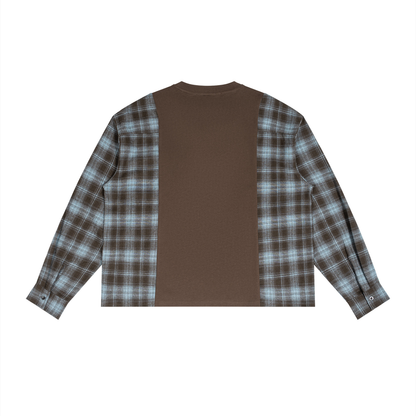 Unisex Plaid Panel Long Sleeve T-Shirt