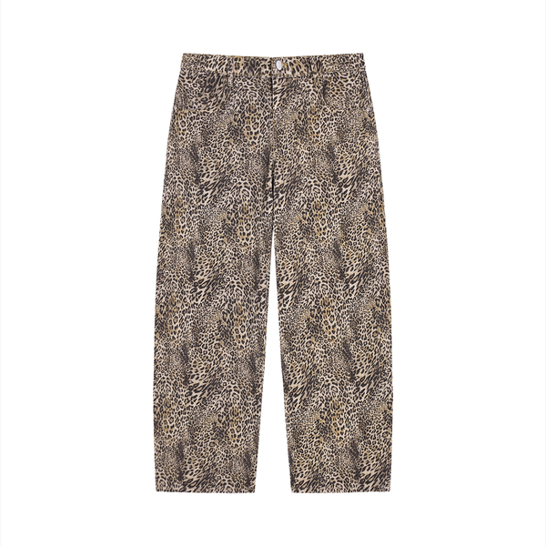 Waran Unisex Vintage Wash Leopard Wide Leg Jeans