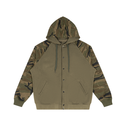 Unisex Camo-Splice Raglan Zip Hoodie