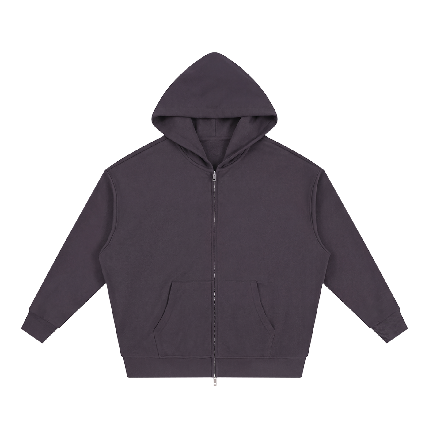 Waran Unisex Loose Solid Full Zip Hoodie
