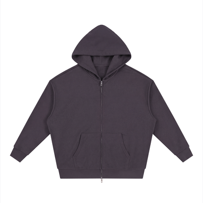 Waran Unisex Loose Solid Full Zip Hoodie