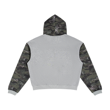 Unisex Colorblock Camo Full Zip Boxy Hoodie