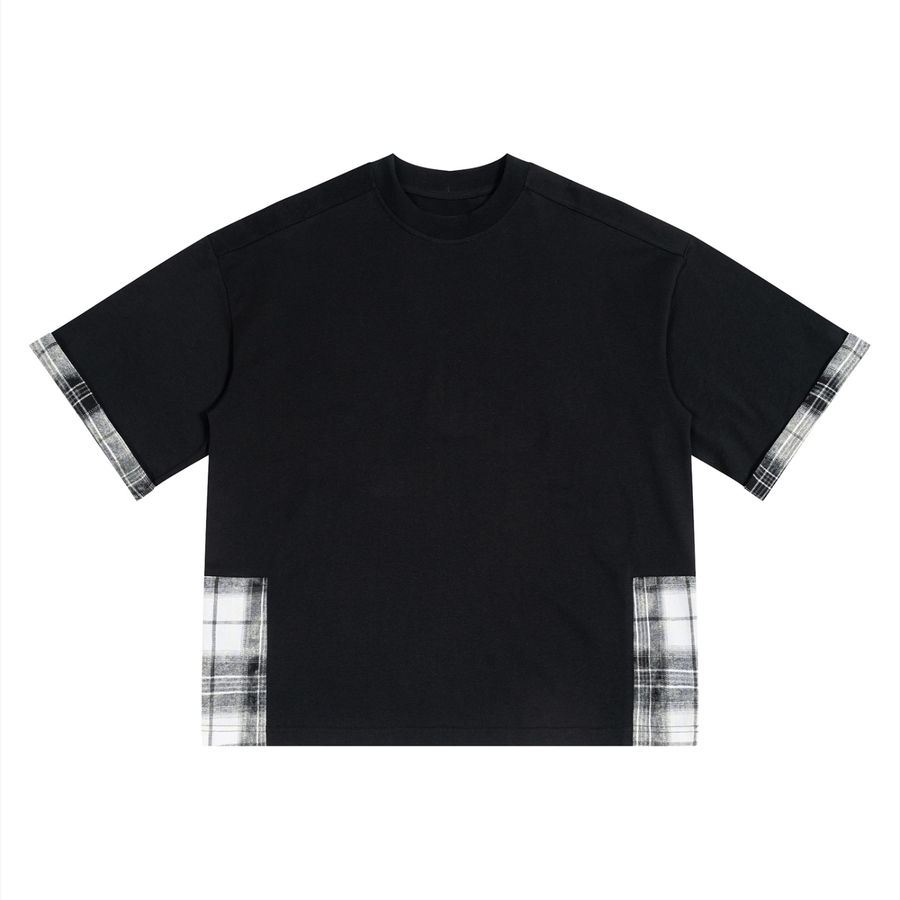 Waran Unisex Plaid Paneled T-Shirt