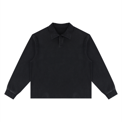 Unisex Loose Long Sleeve Polo Shirt