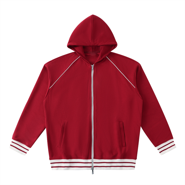 Waran Striped Trim Zip-Up Hoodie 380GSM