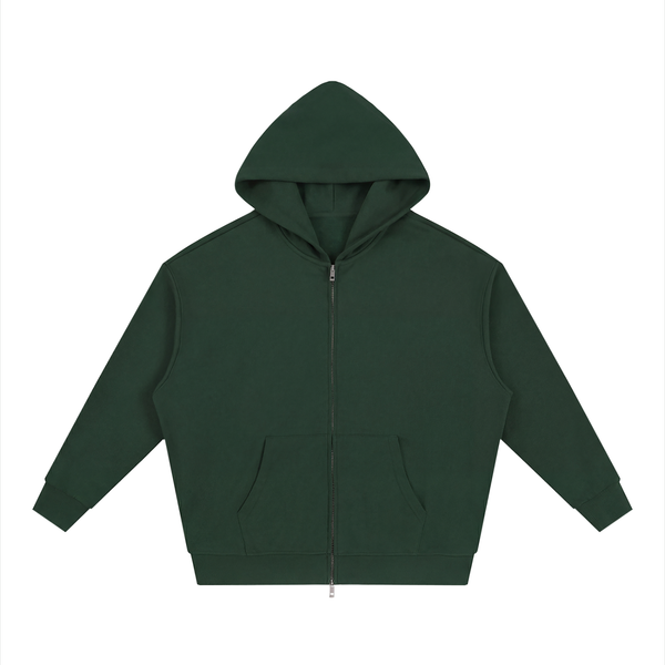 Waran Unisex Loose Solid Full Zip Hoodie