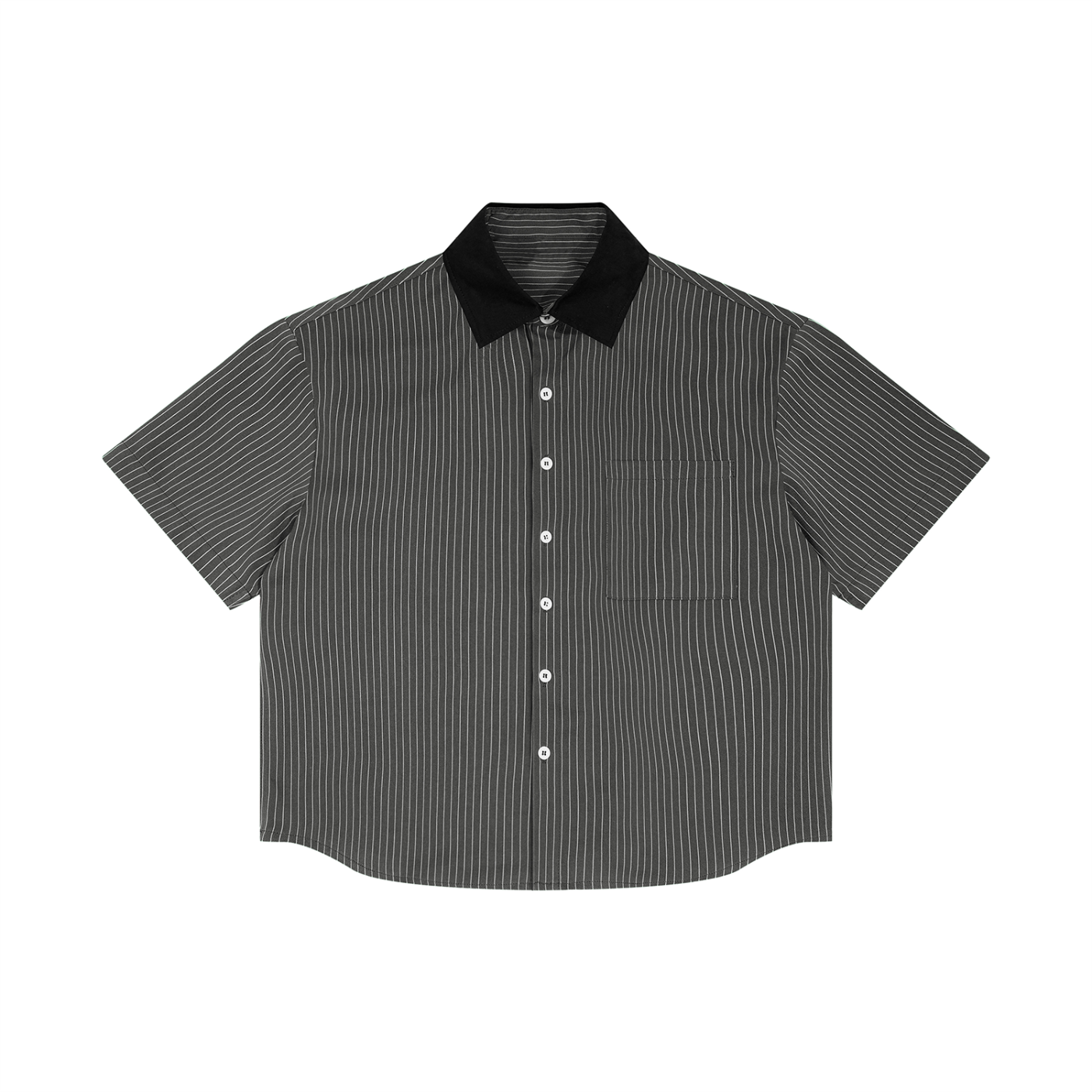 Unisex Striped Boxy Contrast Collar Shirt