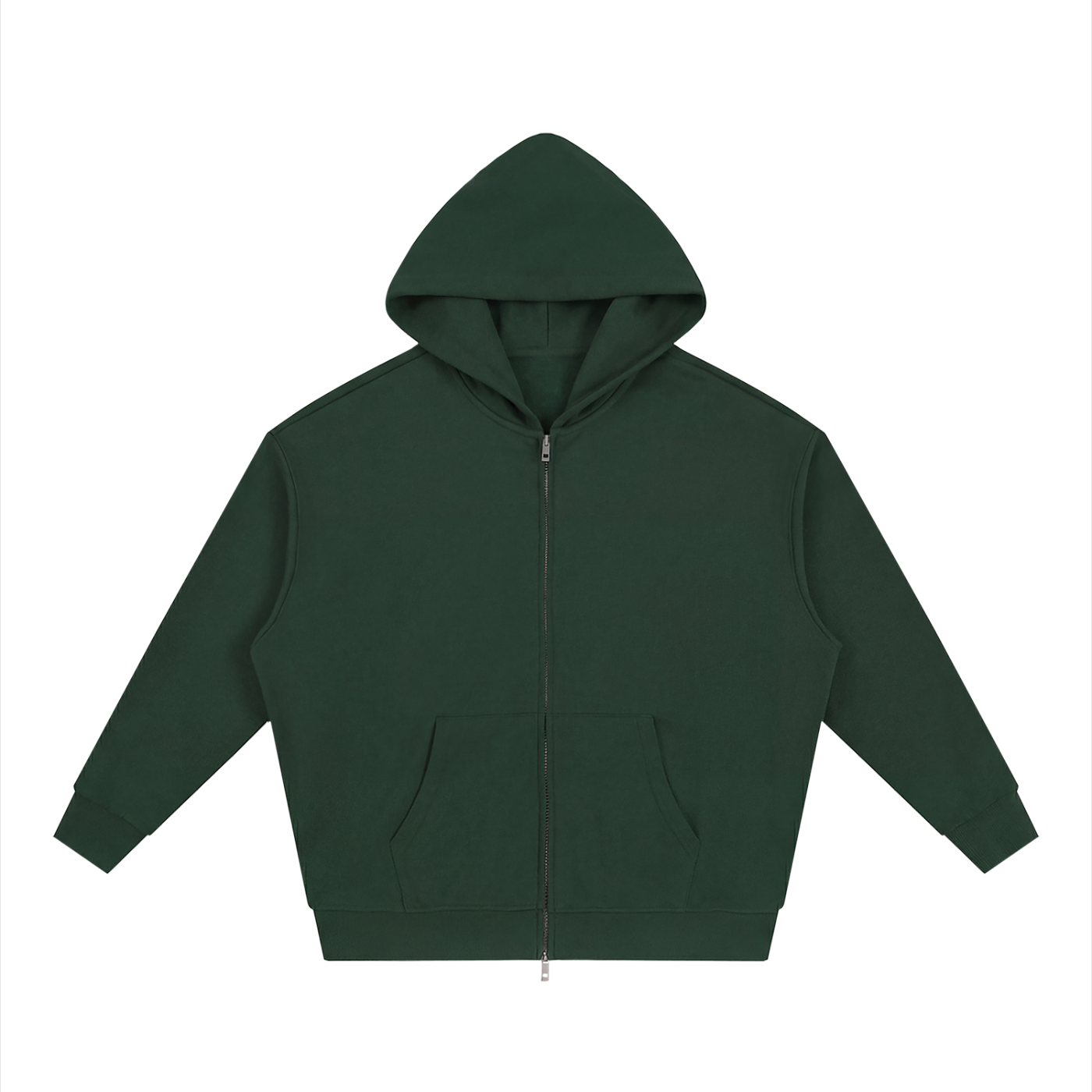 Unisex Loose Solid Full Zip Hoodie