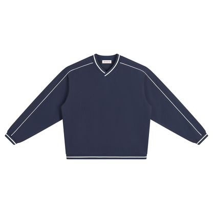 Unisex Color Block V-Neck Sweatshirt
