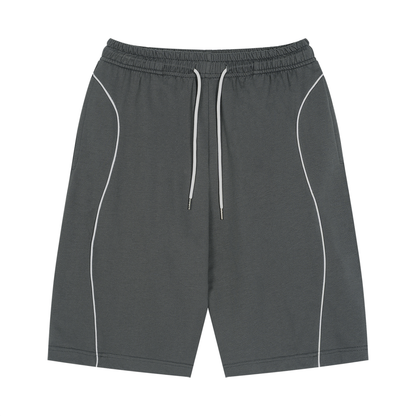 Unisex Piping Drawstring Shorts