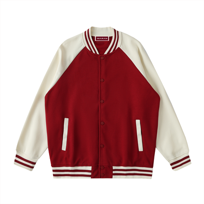 Two Tone Raglan Sleeve Varsity Jacket