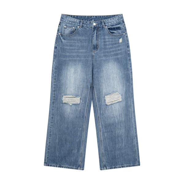 Waran Men's Distressed Straight Leg Denim Jeans