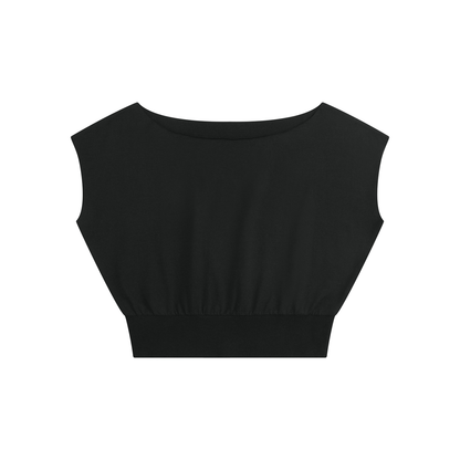Women’s Boatneck Raw Edge Crop T-Shirt