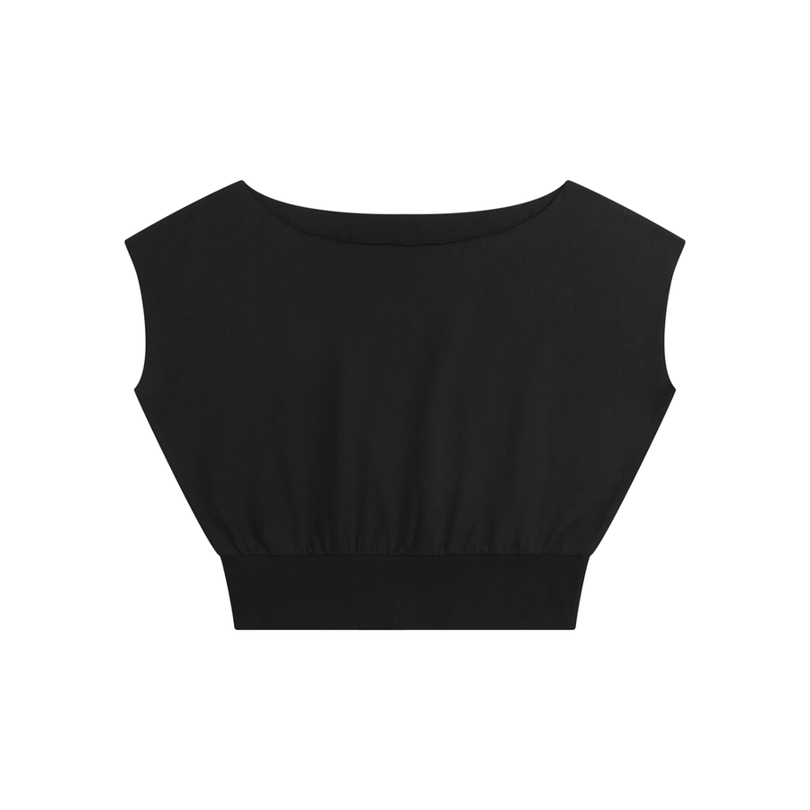 Waran Women’s Boatneck Raw Edge Crop T-Shirt