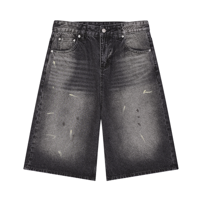 Men’s Vintage Wash Wide Leg Denim Shorts