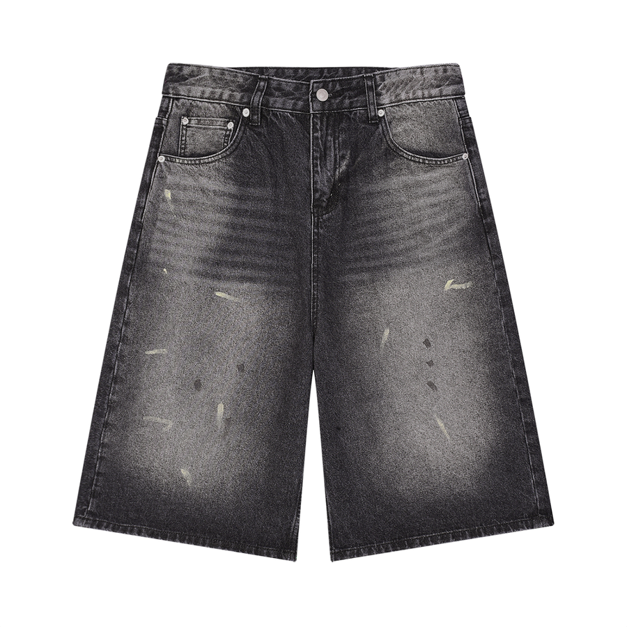 Waran Men’s Vintage Wash Wide Leg Denim Shorts