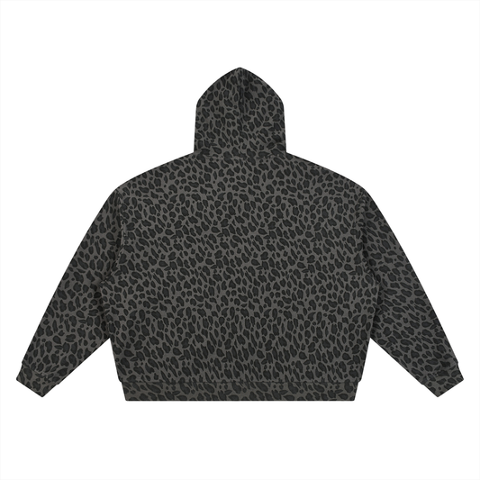 Unisex Leopard Print Waffle Full Zip Hoodie