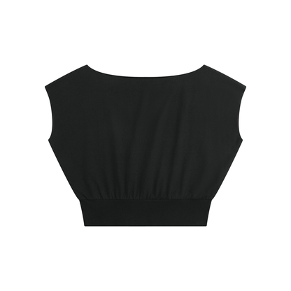 Women’s Boatneck Raw Edge Crop T-Shirt