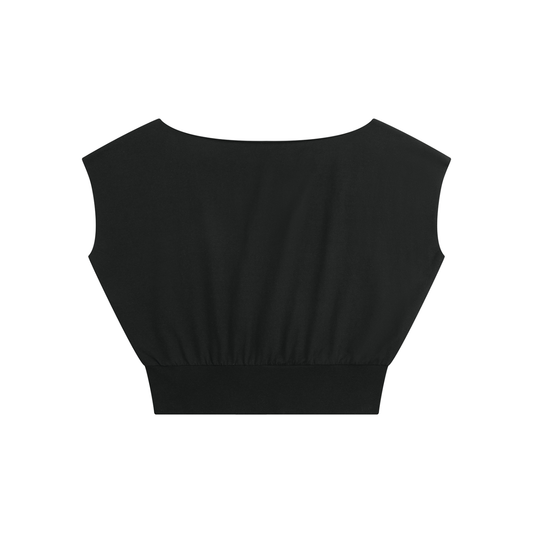 Women’s Boatneck Raw Edge Crop T-Shirt