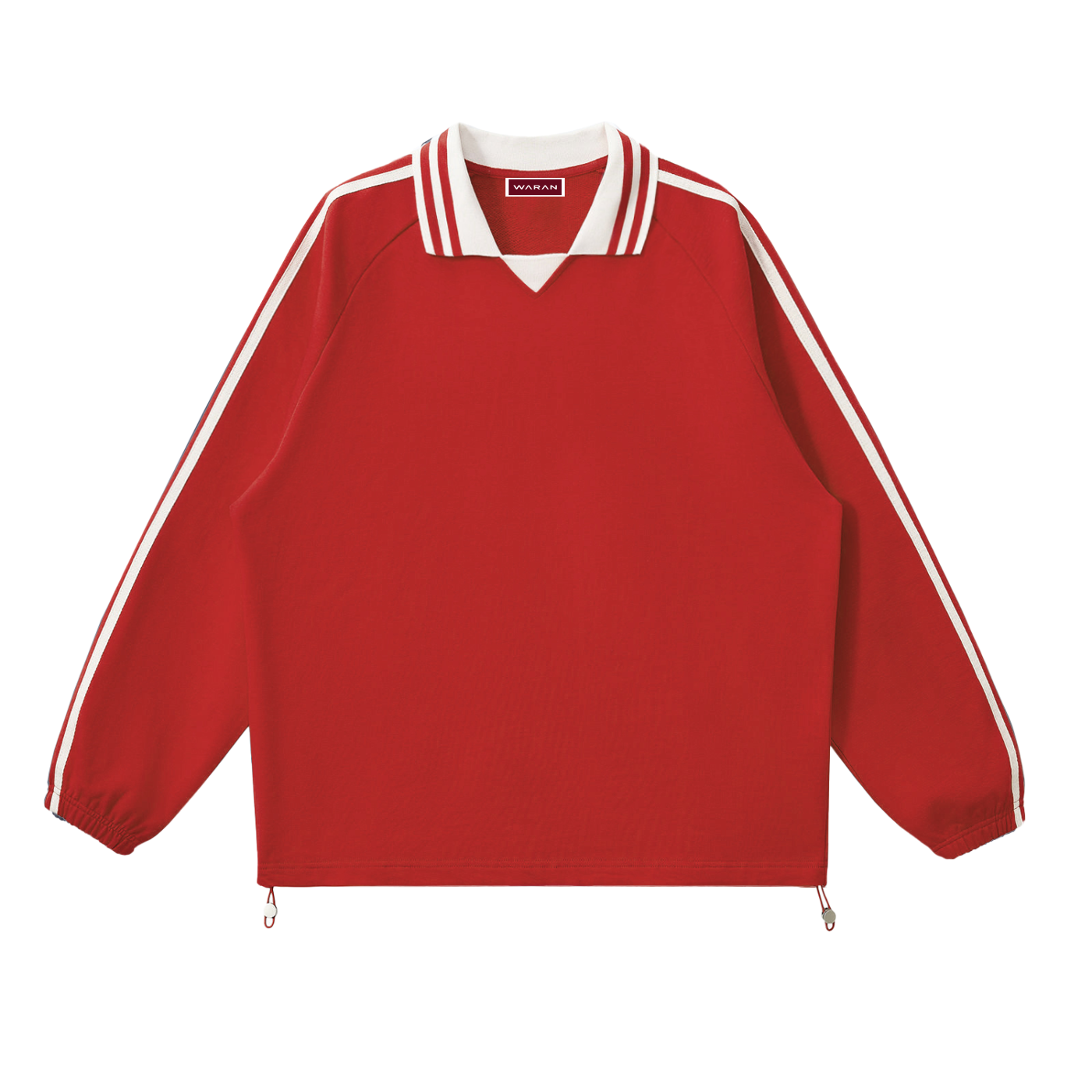 Waran Contrast Striped Lapel Collar Sweatshirt