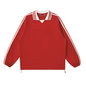 Waran Contrast Striped Lapel Collar Sweatshirt