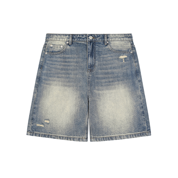 Waran Faded Distressed Baggy Denim Shorts