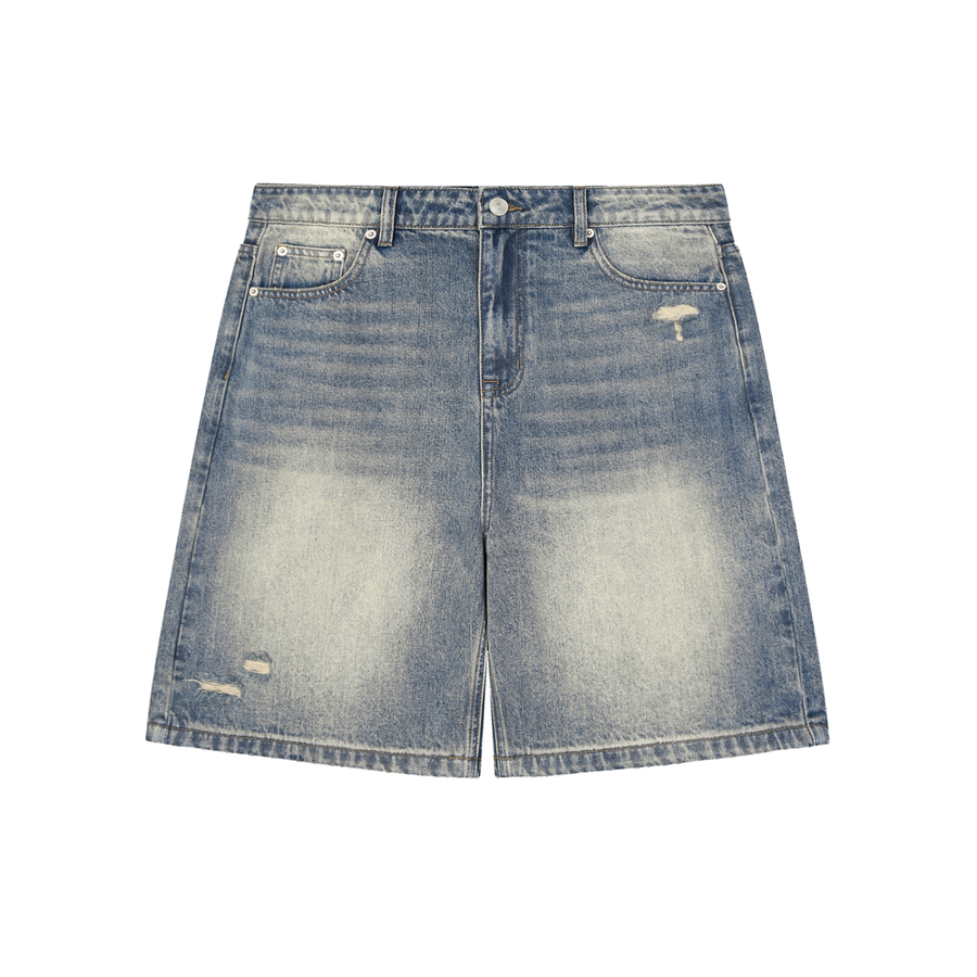 Waran Faded Distressed Baggy Denim Shorts
