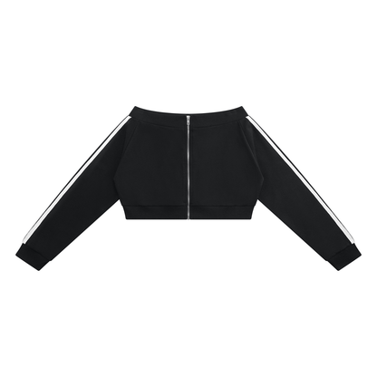 Women's Off-Shoulder Full Zip Hoodie