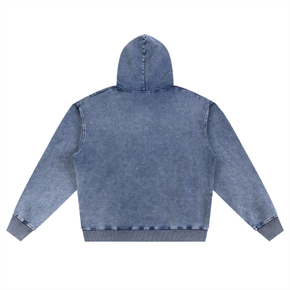 Waran Snow Wash Oversized Zip-Up Hoodie