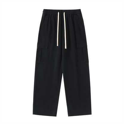 Drawstring Waist Straight-Leg Cargo Pants