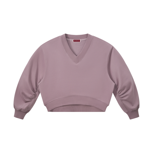 Waran Women’s Crop V-Neck Sweatshirt 280GSM