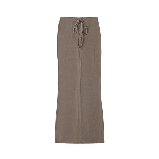 Dyed Washed Drawstring Maxi Skirt
