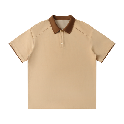 Contrast Collar Raglan Polo Shirt