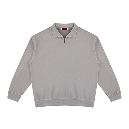 Unisex Vintage Wash Collared Sweatshirt