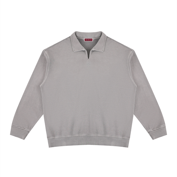 Waran Unisex Vintage Wash Collared Sweatshirt 320GSM