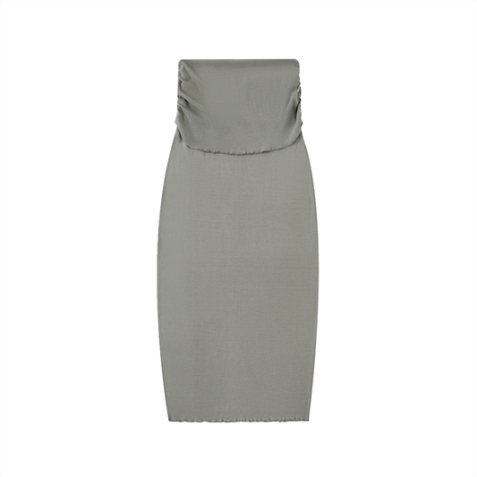Dyed Washed Straight Hip-Hugging Slim Maxi Skirt