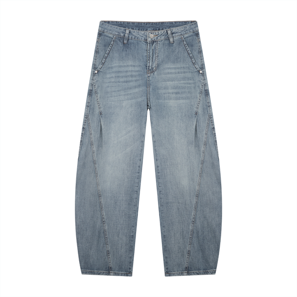 Waran Men’s Vintage Wash Barrel Leg Jeans 260GSM