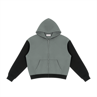 Unisex Color Block Fleece Full Zip Hoodie